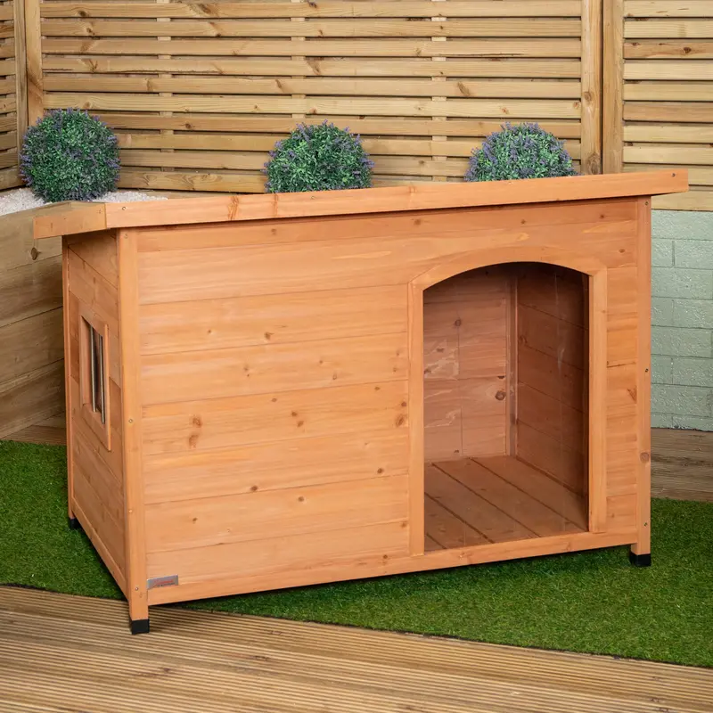 72Cm X 1.04M Medium Wooden Dog House Kennel With Viewing Window 1