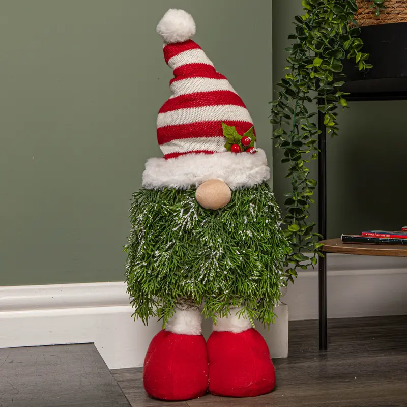 76Cm Standing Red-And-White Gonk Ornament Featuring Striped Hat And Adjustable Legs 1