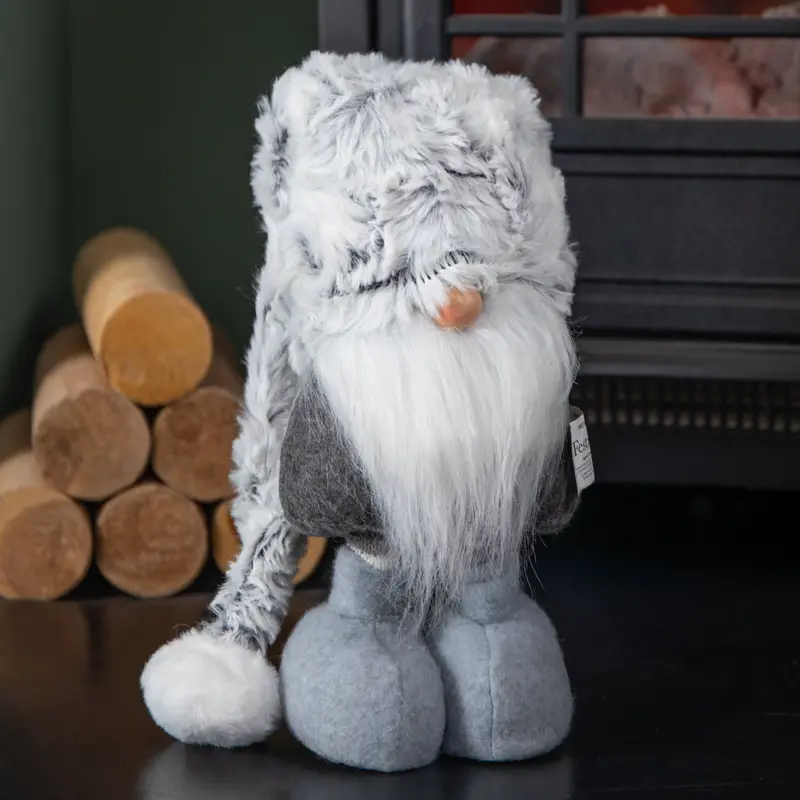80Cm Grey Male Gonk Figure – Festive Standing Decor With Oversized Hat And Adjustable Legs 1