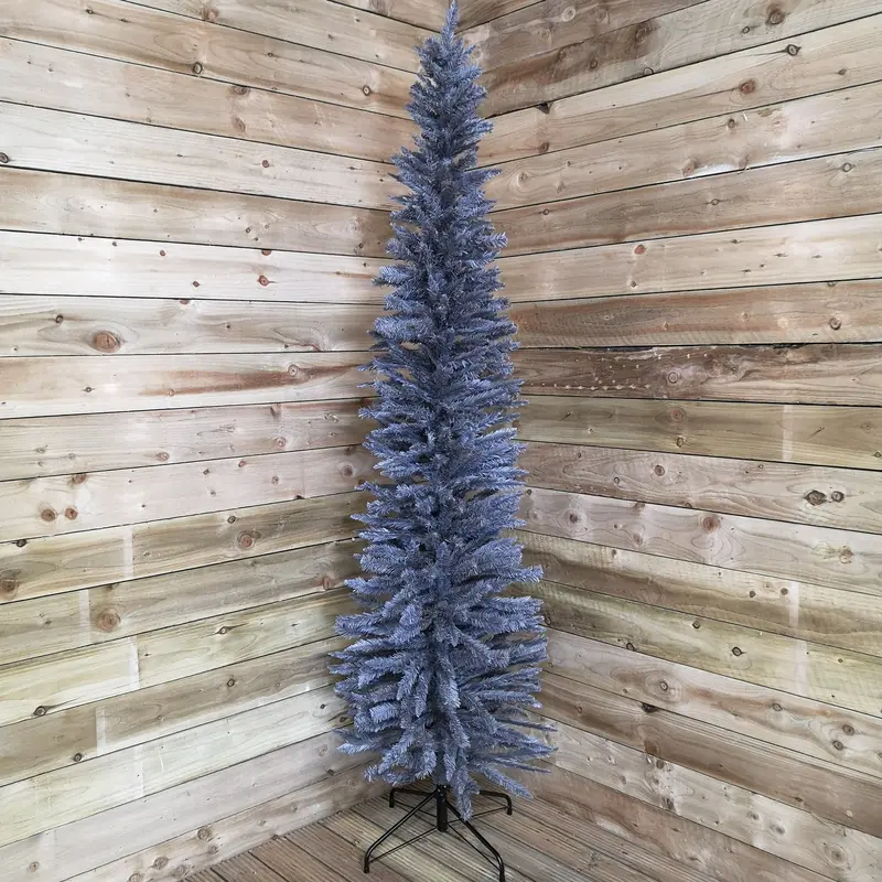 8Ft (244Cm) Grey Wrapped Pencil Pine Christmas Tree – 460 Premium Tips 1