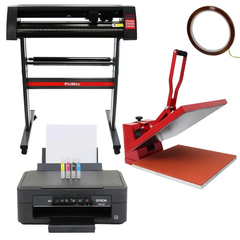 All-In-One Heat Transfer Setup: 50Cm Clam Press, 720Mm Vinyl Cutter, And Epson Sublimation Printer 1