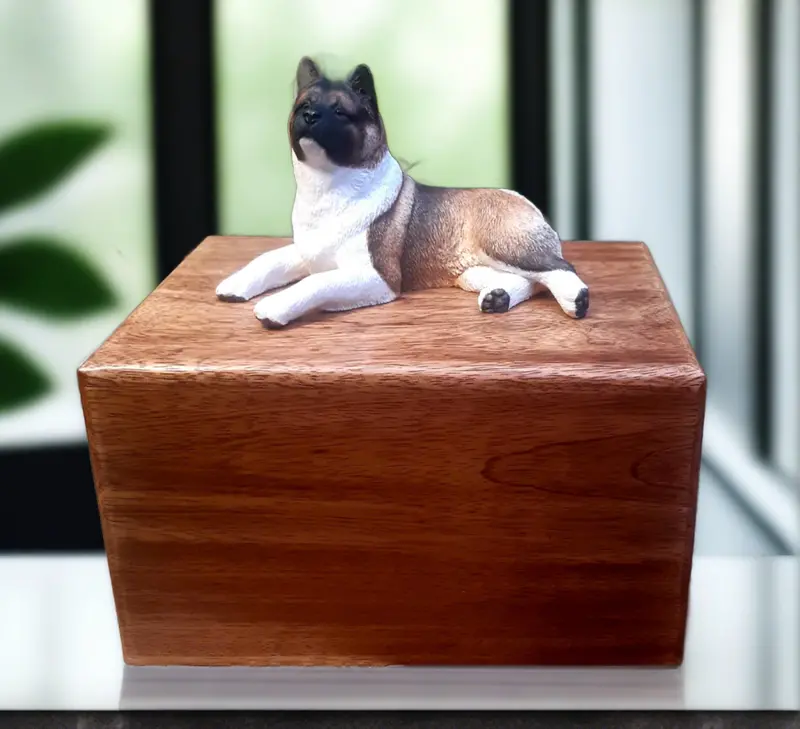 American Akita Wooden Cremation Urn – Distinctive Breed-Specific Memorial Box 1