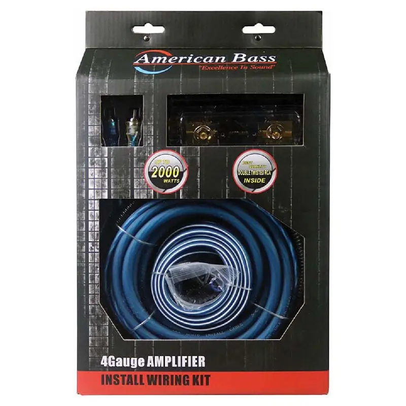 American Bass 4-Gauge Amplifier Installation Kit – Complete Wiring Bundle (Abblue4Gkit) 1