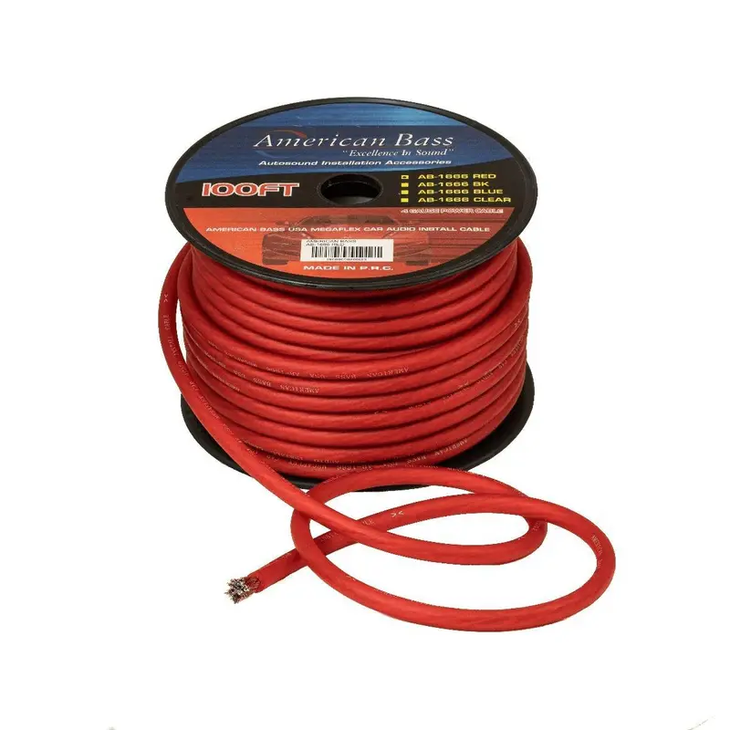 American Bass Ab1666Rb 4-Gauge Red Power Wire – 100 Feet 1