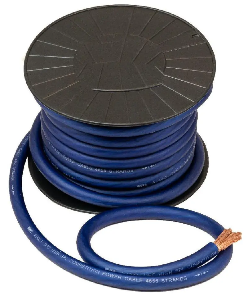 American Bass Ab5145Blue 0-Gauge High-Strand Blue Power Wire – 50-Foot Spool 1