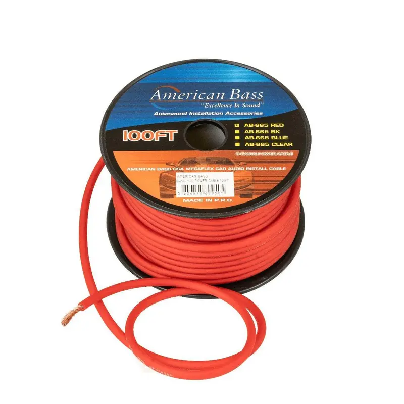 American Bass Ab666R 8-Gauge Red Power Wire – 100 Feet 1