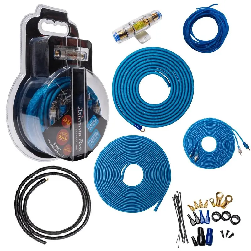 American Bass Abblue8Gkit – 8-Gauge Blue Amplifier Installation Kit 1