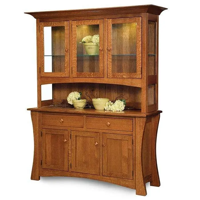 Amish Arts & Crafts Hutch – Mission-Style Display Cabinet With Open Shelving 1