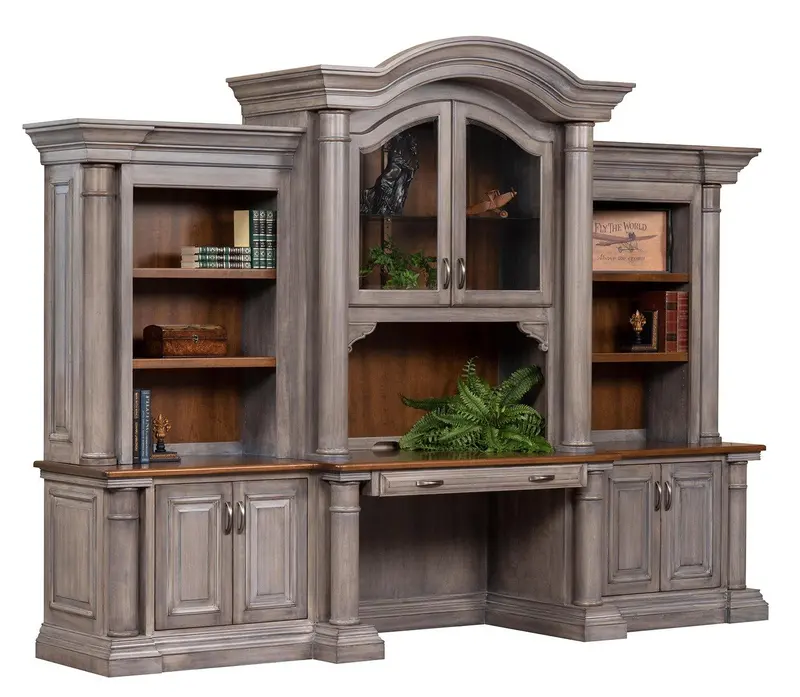 Amish-Crafted Paris Desk With Three-Section Hutch Assembly 1