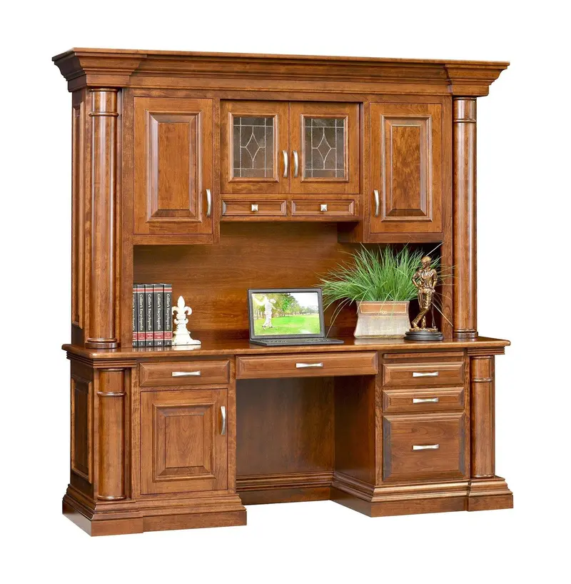 Amish-Made Paris Desk With Elevated Hutch Top Design 1