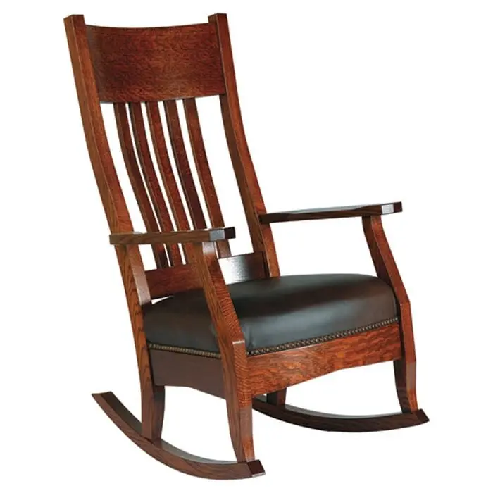 Amish Mission Rocking Chair With Contoured Seat And Wide Arms 1