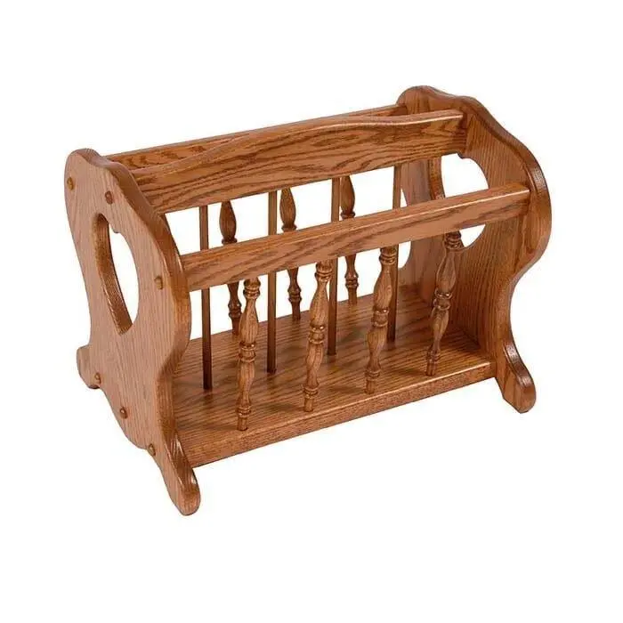 Amish Solid Wood Heart-Shaped Magazine Rack – Rustic Home Organizer 1
