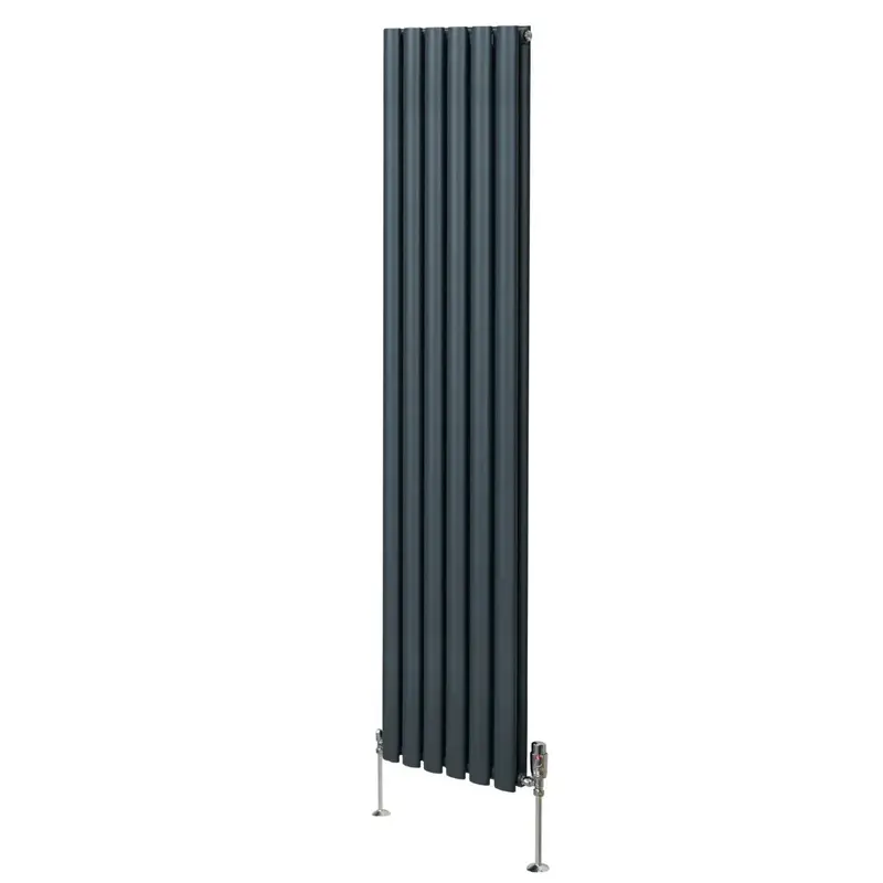 Anthracite Grey Oval Column Radiator With Valves – 1800Mm × 360Mm 1