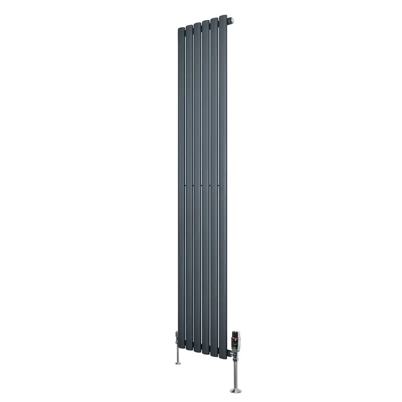 Anthracite Grey Oval Single-Column Radiator With Valves – 1800 X 360Mm 1