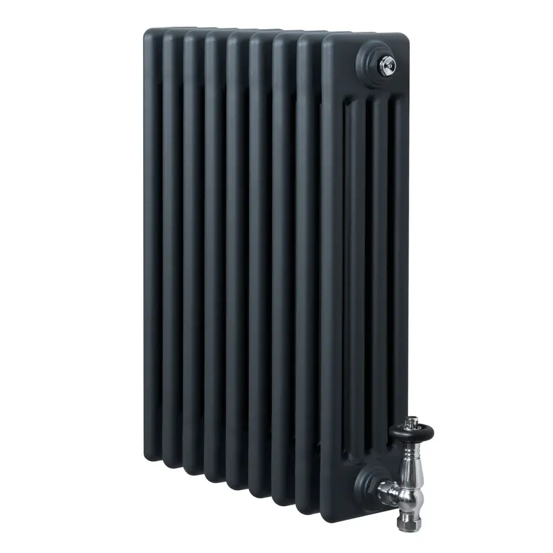 Anthracite Grey Traditional 4-Column Radiator With Valves – 600 X 425Mm 1