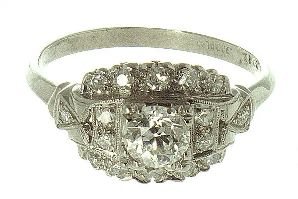 Antique Edwardian Diamond Ring – Platinum Filigree With Old Mine Cut Stones 1