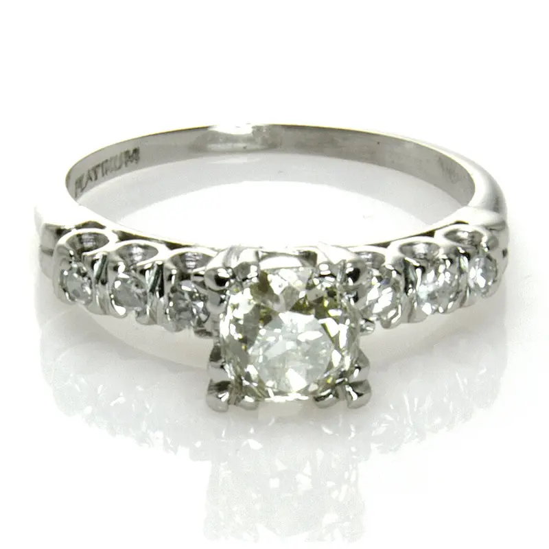 Antique Platinum Diamond Engagement Ring – Vintage Art Deco Style 1