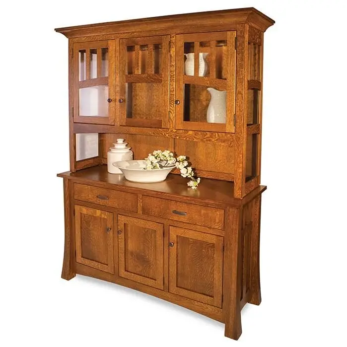 Arlington Handmade Amish Hutch With Open Shelving And Cabinetry 1