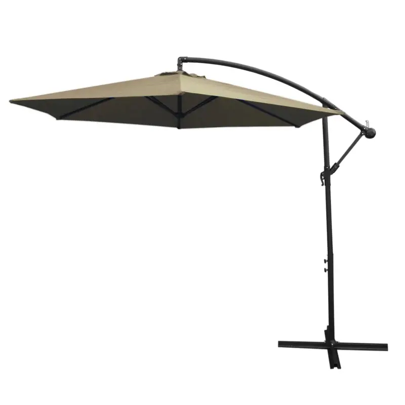 Beige Cantilever Patio Parasol With Rotating Canopy & Heavy-Duty Base 1