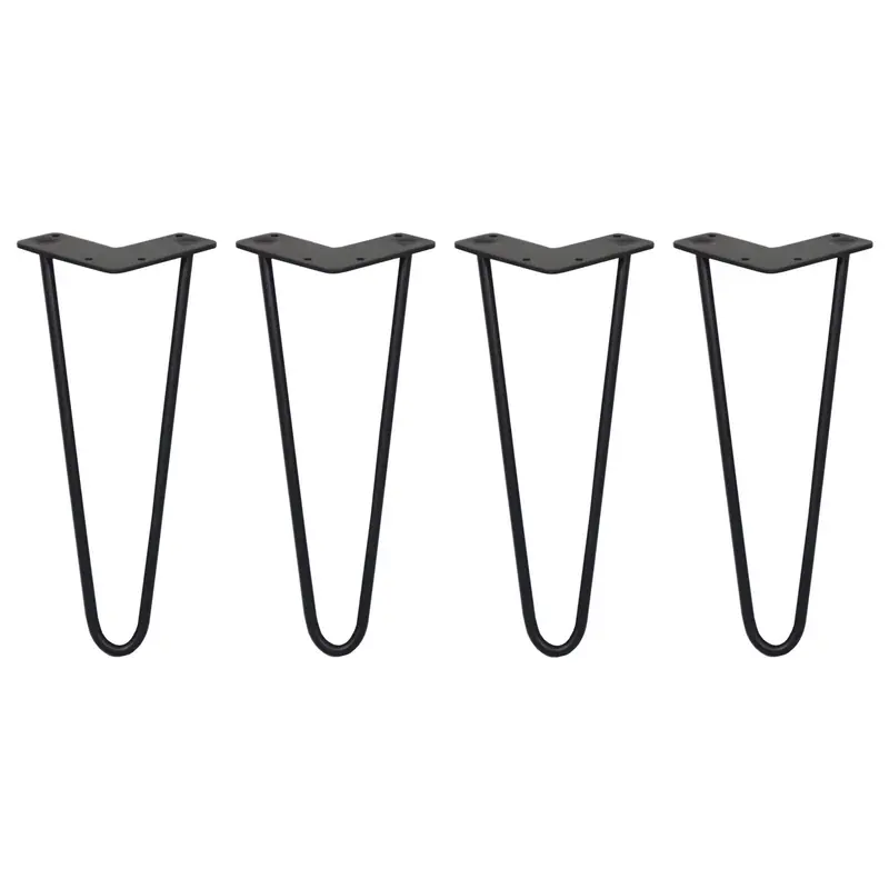 Black 12-Inch 2-Prong Hairpin Table Legs (4-Pack, 10Mm Diameter) 1