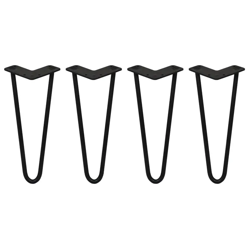 Black 12-Inch 2-Prong Hairpin Table Legs (4-Pack, 12Mm Diameter) 1