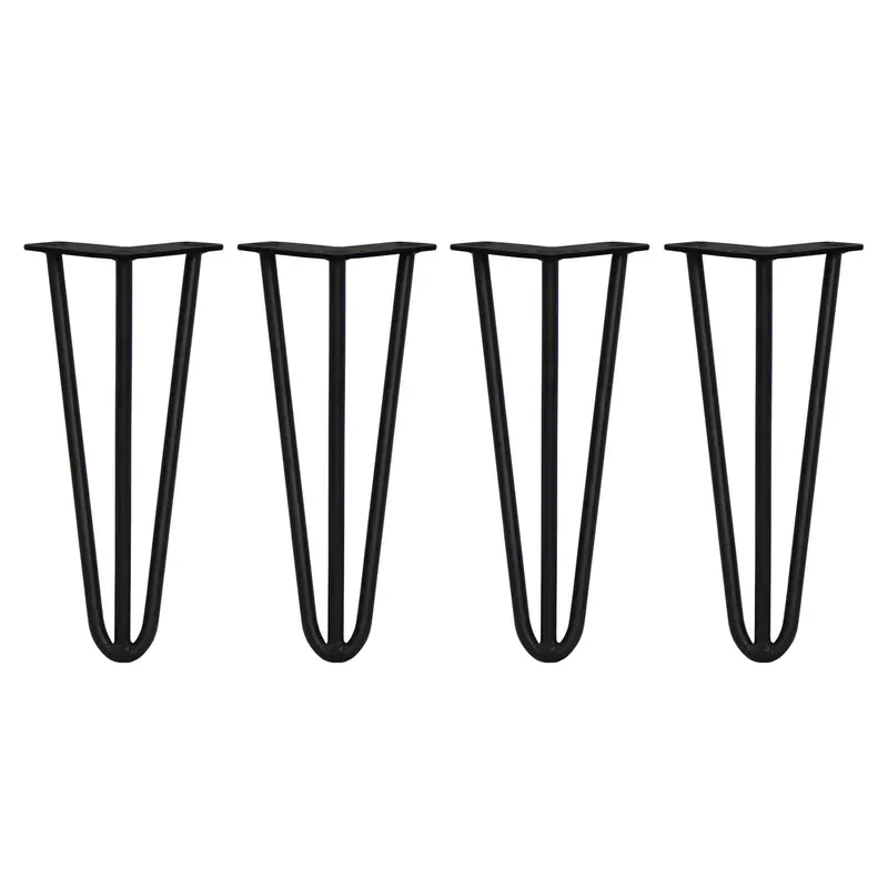 Black 12-Inch 3-Prong Hairpin Table Legs (4-Pack, 12Mm Diameter) 1