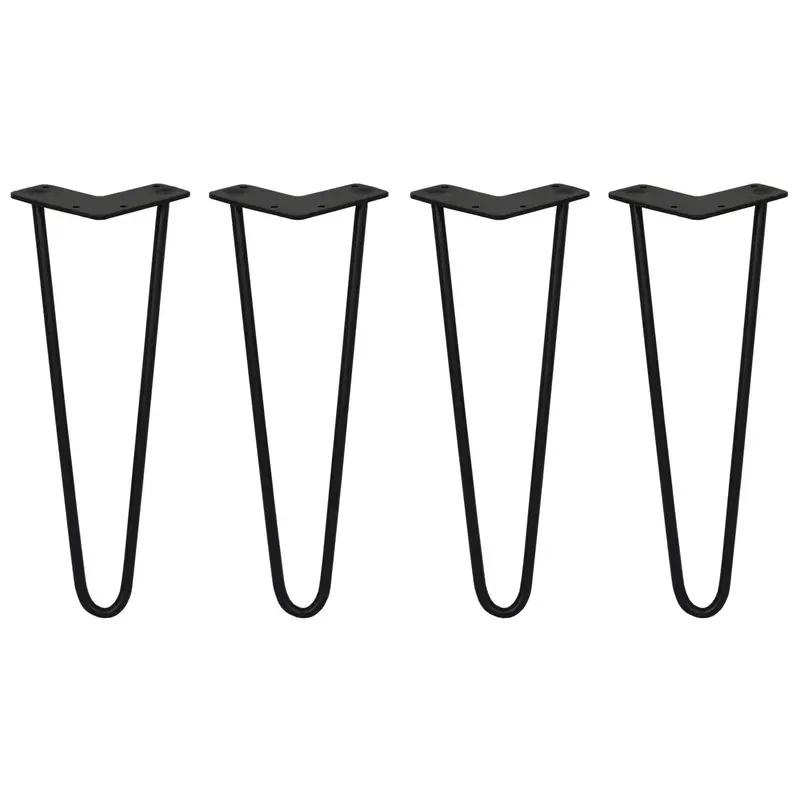 Black 14-Inch 2-Prong Hairpin Table Legs (4-Pack, 10Mm Diameter) 1
