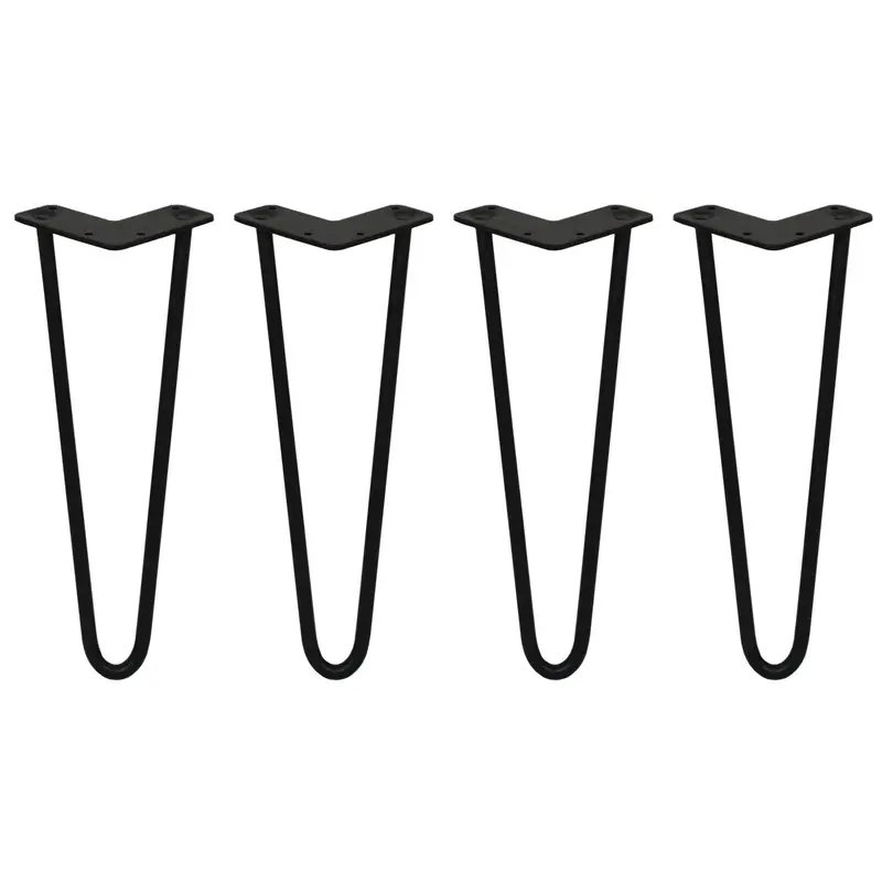 Black 14-Inch 2-Prong Hairpin Table Legs (4-Pack, 12Mm Diameter) 1