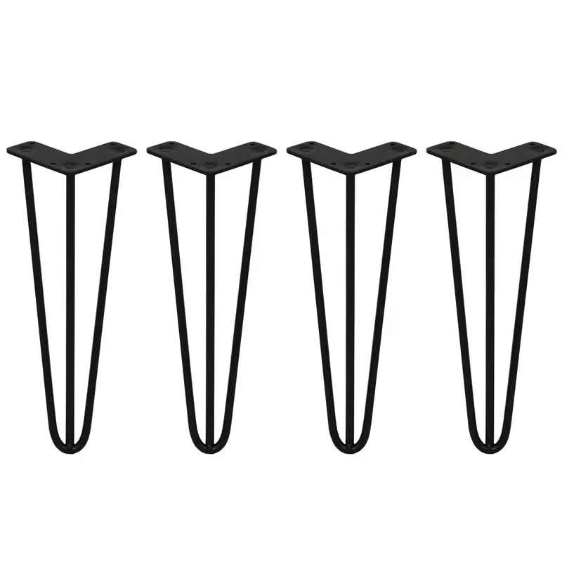 Black 14-Inch 3-Prong Hairpin Table Legs (4-Pack, 10Mm Diameter) 1