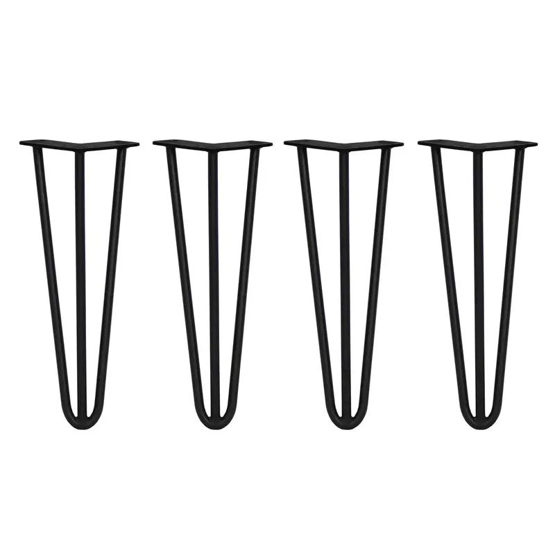 Black 14-Inch 3-Prong Hairpin Table Legs (4-Pack, 12Mm Diameter) 1