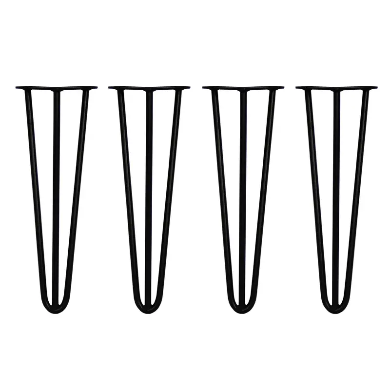 Black 16-Inch 3-Prong Hairpin Table Legs (4-Pack, 12Mm Diameter) 1