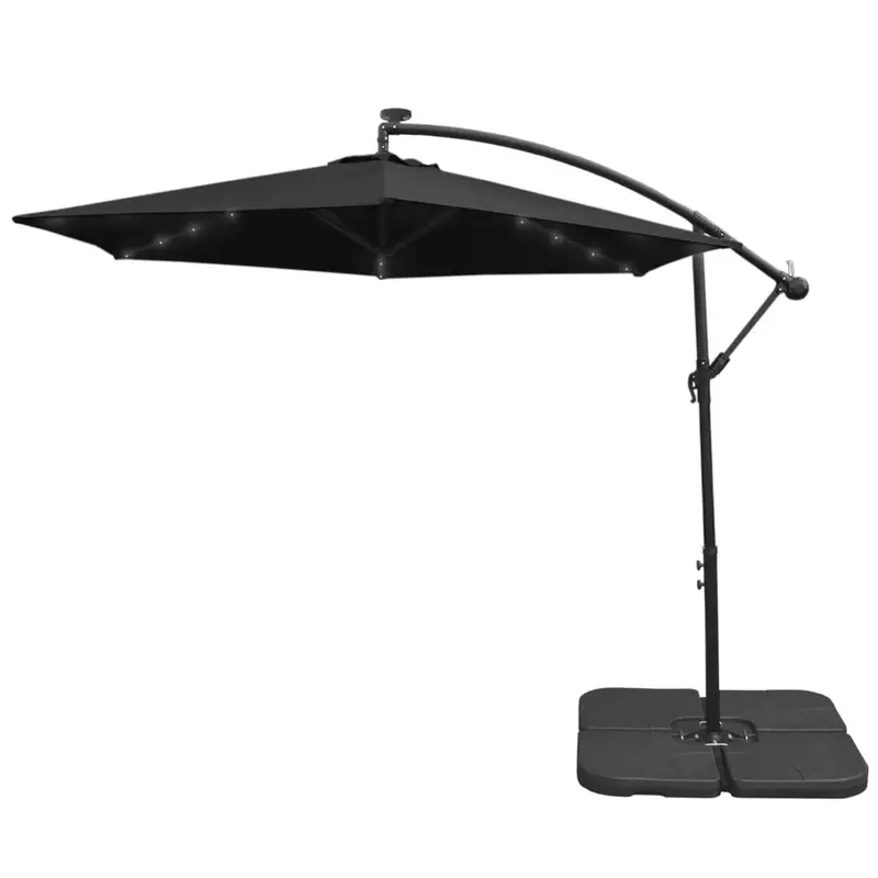 Black 3-Metre Led Cantilever Parasol With Universal Base 1