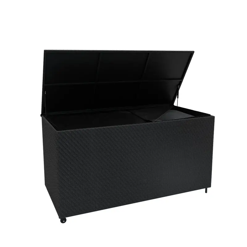 Black 700-Litre Rattan Outdoor Storage Box 1