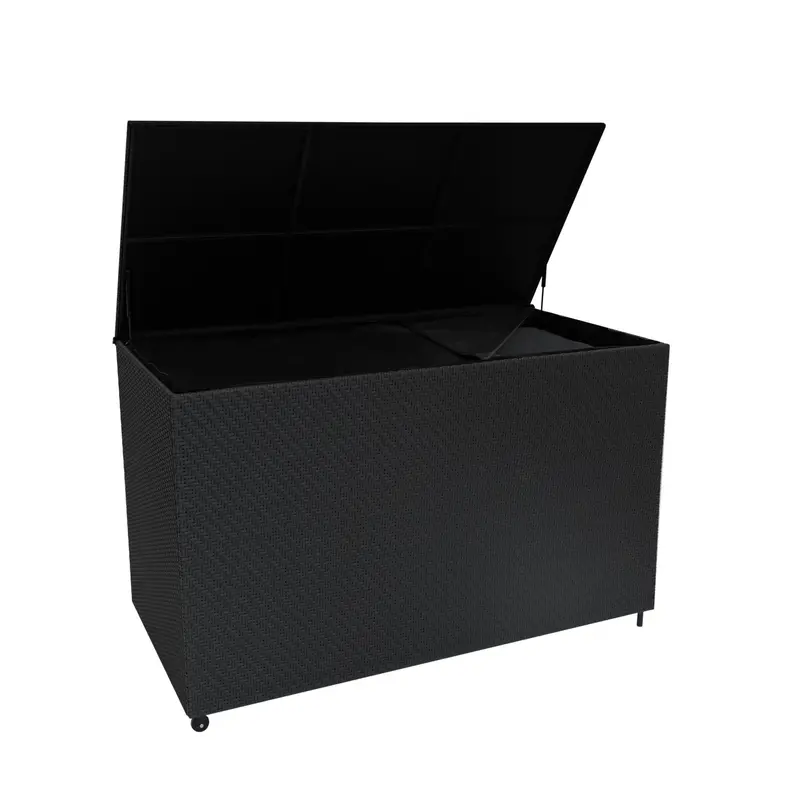 Black 996-Litre Rattan Deck Box With Weather-Resistant Weave 1
