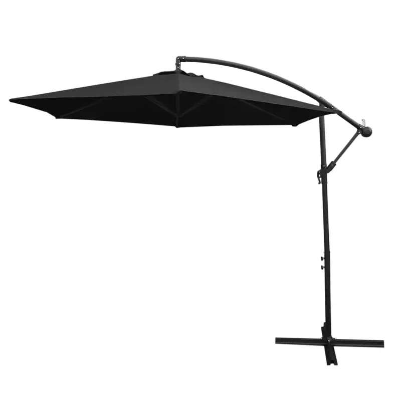 Black Cantilever Garden Parasol With Adjustable Tilt & Crank Lift 1