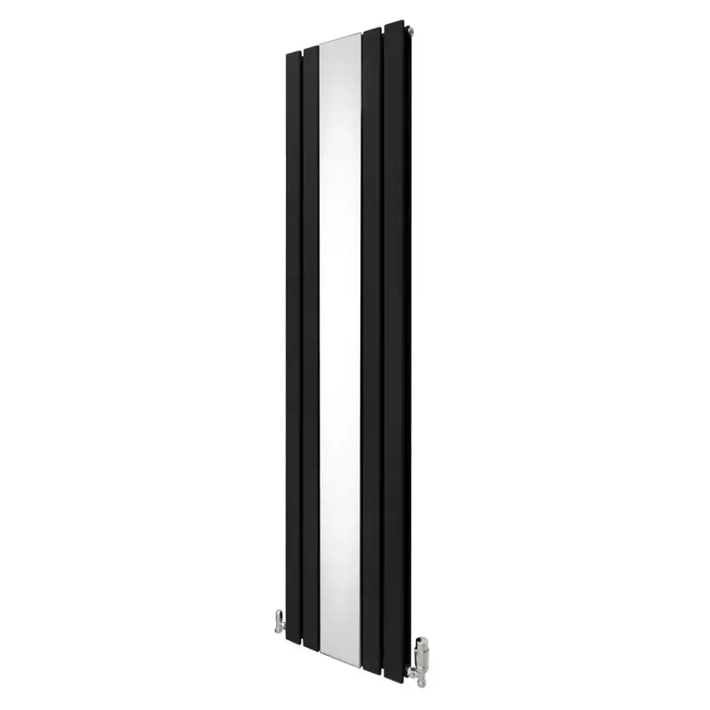 Black Flat Mirror Radiator With Valves – 1800Mm × 425Mm 1
