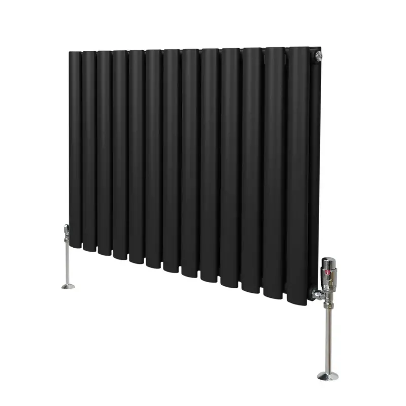 Black Oval Column Radiator With Valves – 600Mm × 780Mm 1