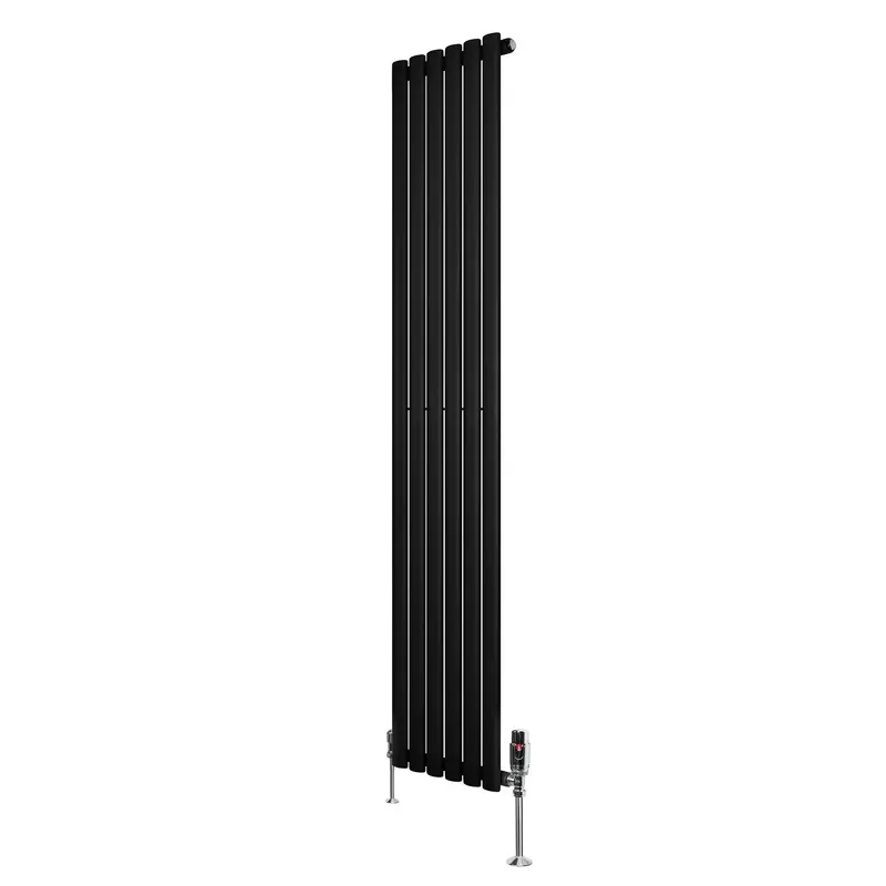 Black Oval Single-Column Radiator With Valves – 1800 X 360Mm 1
