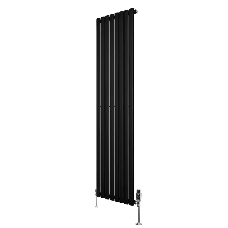 Black Oval Single-Column Radiator With Valves – 1800 X 480Mm 1