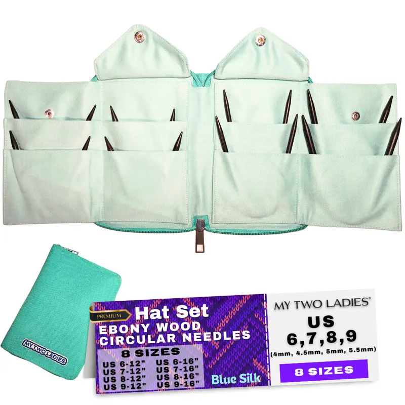 Blue Silk Ultimate Hat Knitting Set – Compact Interchangeable Needle Collection 1