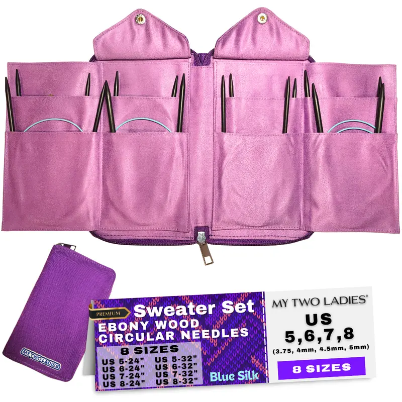 Blue Silk Ultimate Sweater Knitting Set – Complete Interchangeable Needle Collection 1
