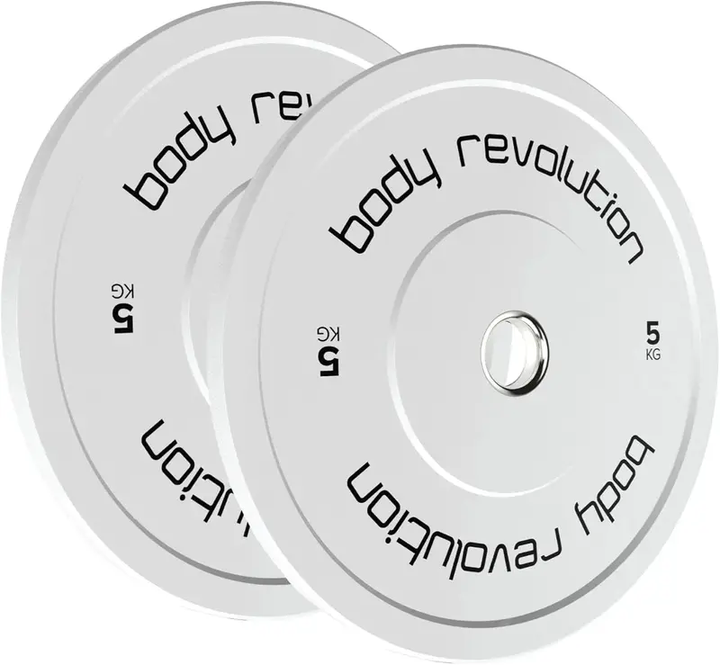 Body Revolution 5Kg White Olympic Bumper Plate Set – Slim Profile, Ideal For Micro-Loading 1