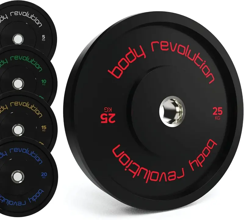 Body Revolution Pair Of 25Kg Black Olympic Bumper Plates 1