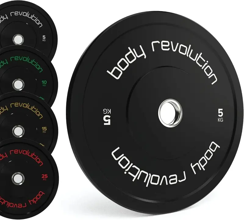 Body Revolution Pair Of 5Kg Black Olympic Bumper Plates – Shock-Absorbing 1