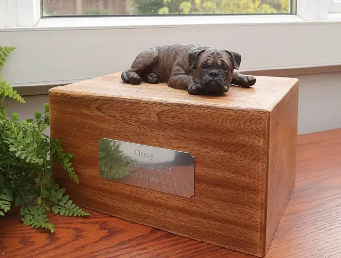Boxer Breed Wooden Cremation Urn For Pet Ashes 1