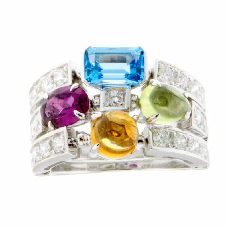 Bulgari Allegra Ring Featuring Diamonds And Multicolored Gemstones 1