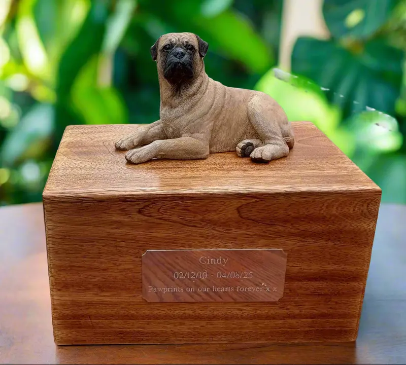 Bullmastiff Wooden Cremation Urn – Spacious Memorial Box (Holds ~1400G Ashes) 1