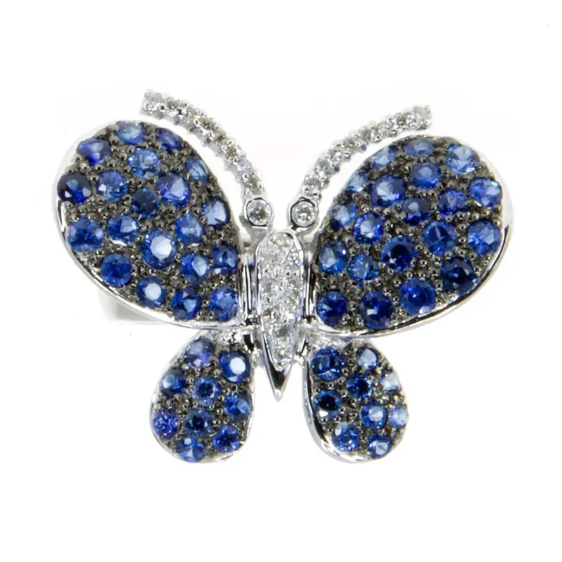 Butterfly-Themed Ring: 2.38Ct Sapphire Center With Diamond Wings 1