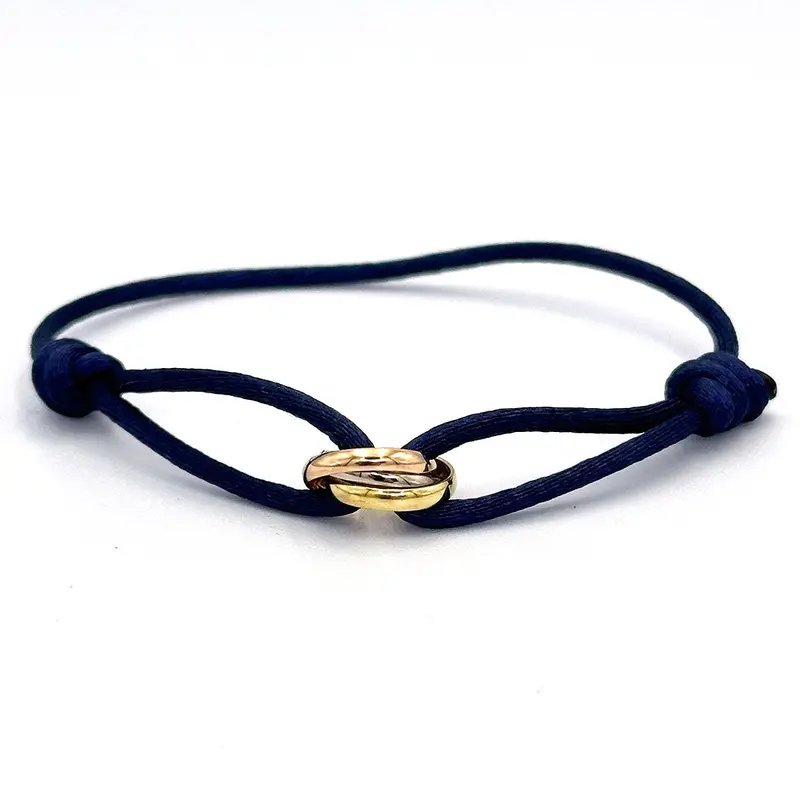 Cartier Trinity Bracelet In Navy Blue Leather & Precious Metals 1