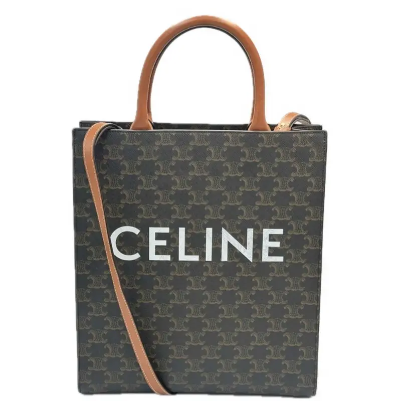 Celine Vertical Cabas Triomphe Small Tote In Coated Canvas 1